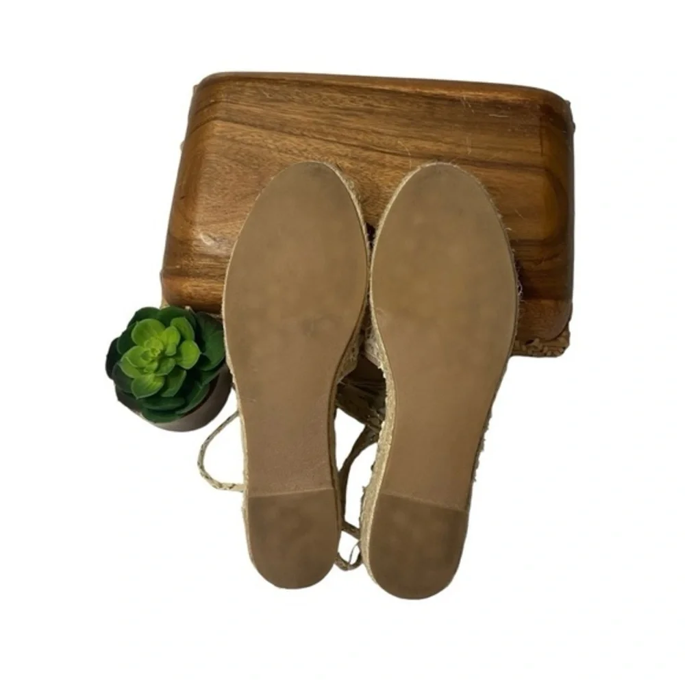 Nanette‎ Lepore Bitsy Cream and Gold Woven Platform Ankle Tie Espadrille